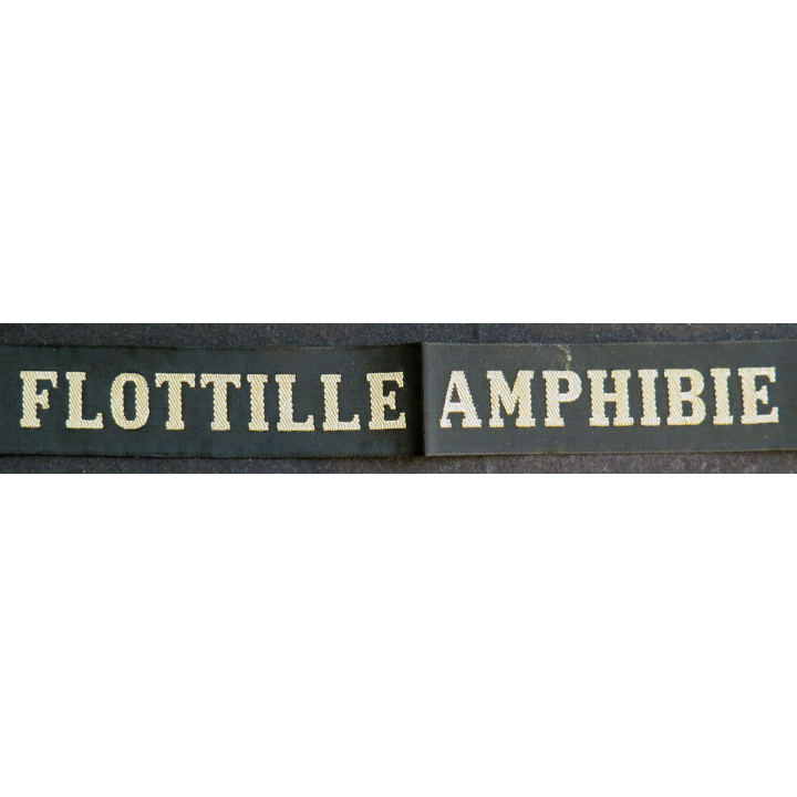 MARINE : bande de bachi de marin "FLOTILLE AMPHIBIE" longueur 65 cm fils dorés