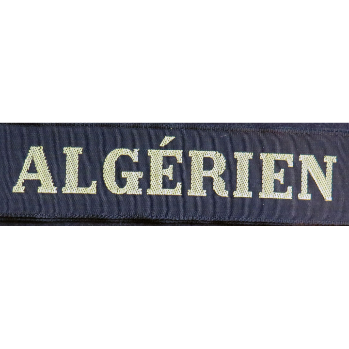 MARINE : bande de bachi de marin "ALGÉRIEN" longueur 65 cm fils dorés