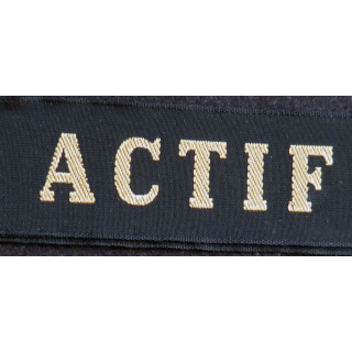 MARINE : bande de bachi de marin "ACTIF" longueur 65 cm fils dorés