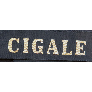 MARINE : bande de bachi de marin "CIGALE" longueur 65 cm fils dorés