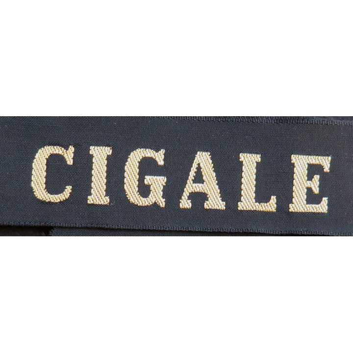 MARINE : bande de bachi de marin "CIGALE" longueur 65 cm fils dorés