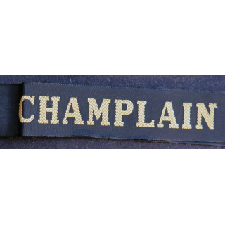 MARINE : bande de bachi de marin "CHAMPLAIN" longueur 65 cm fils dorés