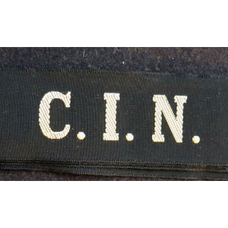MARINE : bande de bachi de marin "C.I.N." longueur 65 cm fils dorés