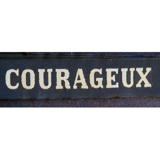 MARINE : bande de bachi de marin "COURAGEUX" longueur 65 cm fils dorés