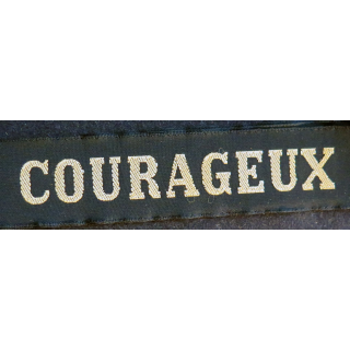 MARINE : bande de bachi de marin "COURAGEUX" longueur 65 cm fils dorés