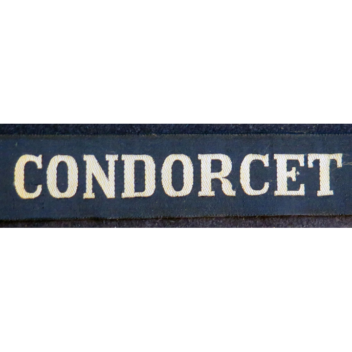 MARINE : bande de bachi de marin "CONDORCET" longueur 65 cm fils dorés