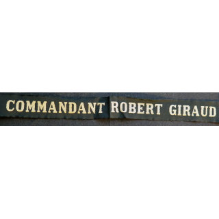 MARINE : bande de bachi de marin "COMMANDANT ROBERT GIRAUD" longueur 65 cm fils dorés 
