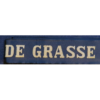 MARINE : bande de bachi de marin "DE GRASSE" longueur 65 cm fils dorés