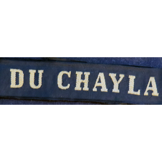 MARINE : bande de bachi de marin "DU CHAYLA" longueur 65 cm fils dorés