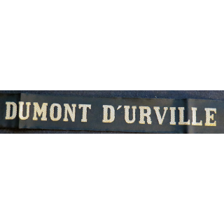 MARINE : bande de bachi de marin "DUMONT D'URVILLE" longueur 65 cm fils dorés