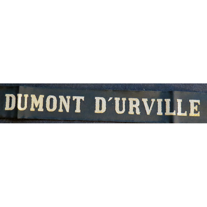 MARINE : bande de bachi de marin "DUMONT D'URVILLE" longueur 65 cm fils dorés