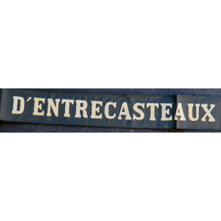 MARINE : bande de bachi de marin "D'ENTRECASTEAUX" longueur 65 cm fils dorés