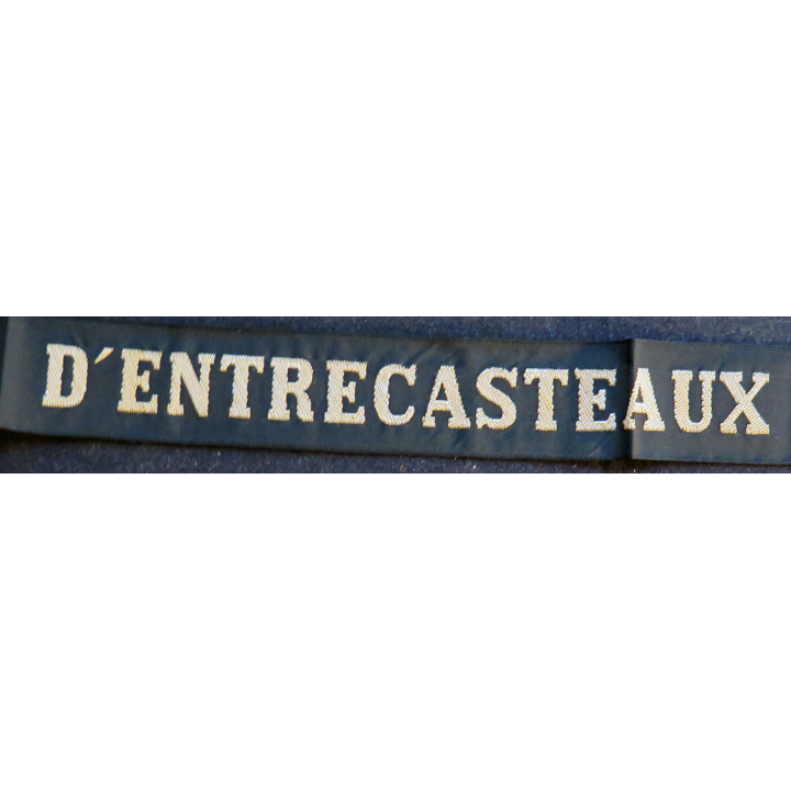 MARINE : bande de bachi de marin "D'ENTRECASTEAUX" longueur 65 cm fils dorés