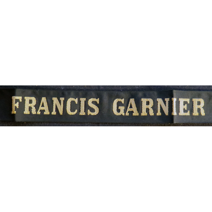 MARINE : bande de bachi de marin "FRANCIS GARNIER" longueur 65 cm fils dorés