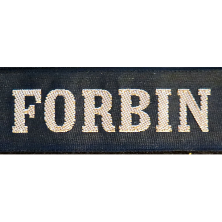 MARINE : bande de bachi de marin "FORBIN" longueur 65 cm fils dorés