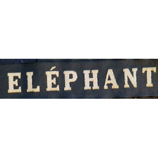 MARINE : bande de bachi de marin "ELÉPHANT" longueur 65 cm fils dorés