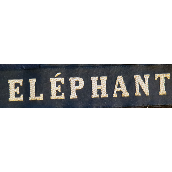 MARINE : bande de bachi de marin "ELÉPHANT" longueur 65 cm fils dorés