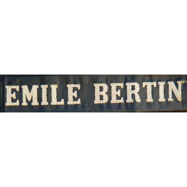 MARINE : bande de bachi de marin "EMILE BERTIN" longueur 65 cm fils dorés
