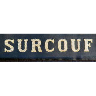 MARINE : bande de bachi de marin "SURCOUF" longueur 65 cm fils dorés