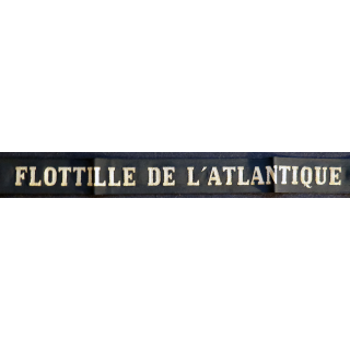 MARINE : bande de bachi de marin "FLOTTILLE DE L'ATLANTIQUE" longueur 65 cm fils dorés