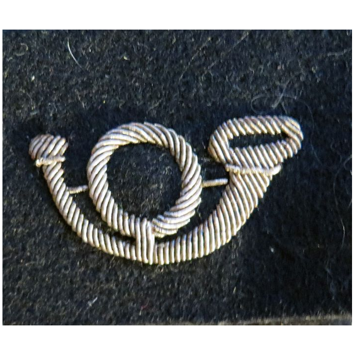 Vieil Insigne tissu de cor de chasseurs alpins en cannetille 4 x 5,5 cm 
