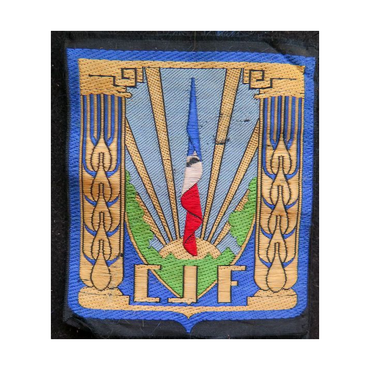 CJF : insigne général des chantiers de jeunesse tissé fond bleu