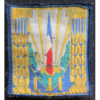 CJF : insigne général des chantiers de jeunesse tissé fond bleu