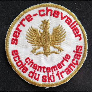 Insigne tissé en fil dorés de Serre-Chevalier Chantefable Ecole du Ski français