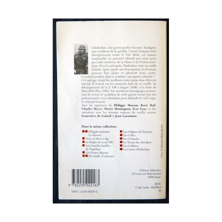 La guerre d'Indochine 1945-1954 Dossiers Historia aux Editions Tallendier