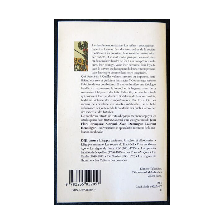 Le temps ds chevaliers Dossiers Historia aux Editions Tallendier
