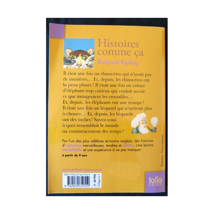 Histoires comme ça de Rudyard Kipling aux Editions Edition Delagrave 1961 Folio Junior