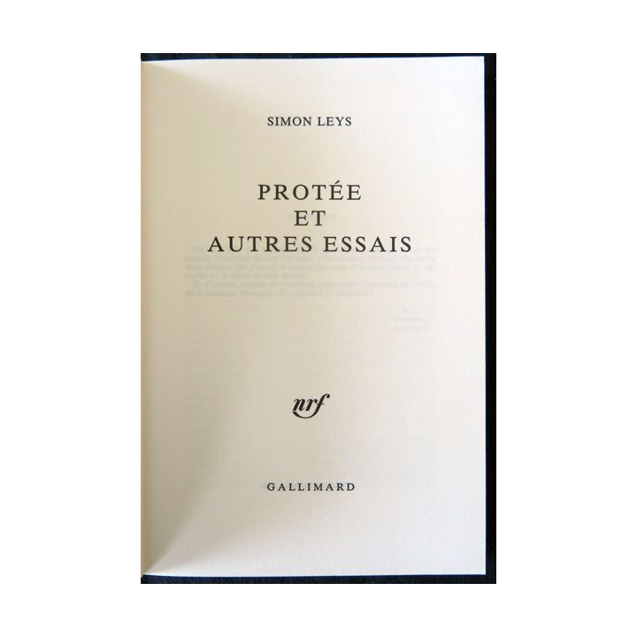 Protée et autres essais de Simon Leys aux Editions Gallimard 2001
