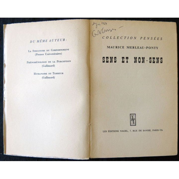 Sens et non sens de Maurice Merleau-Ponty aux Editions Nagel 1958