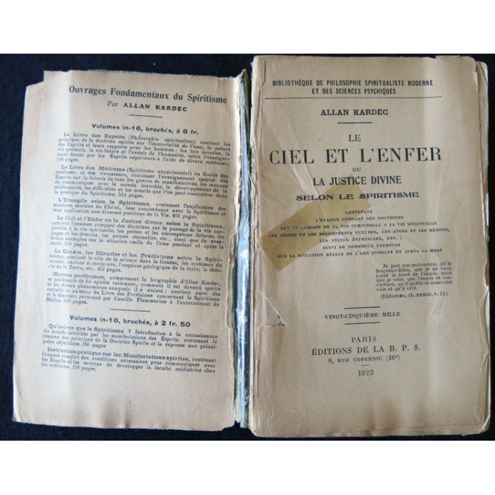 Le ciel et l'enfer ou justine divine de Allan Kardec aux Editions Editions de la B.P.S. 1923