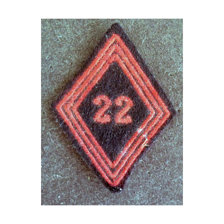 LOSANGE DE BRAS MODÈLE 45 : insigne  inconnu ? 22° régiment de cuirassiers ???