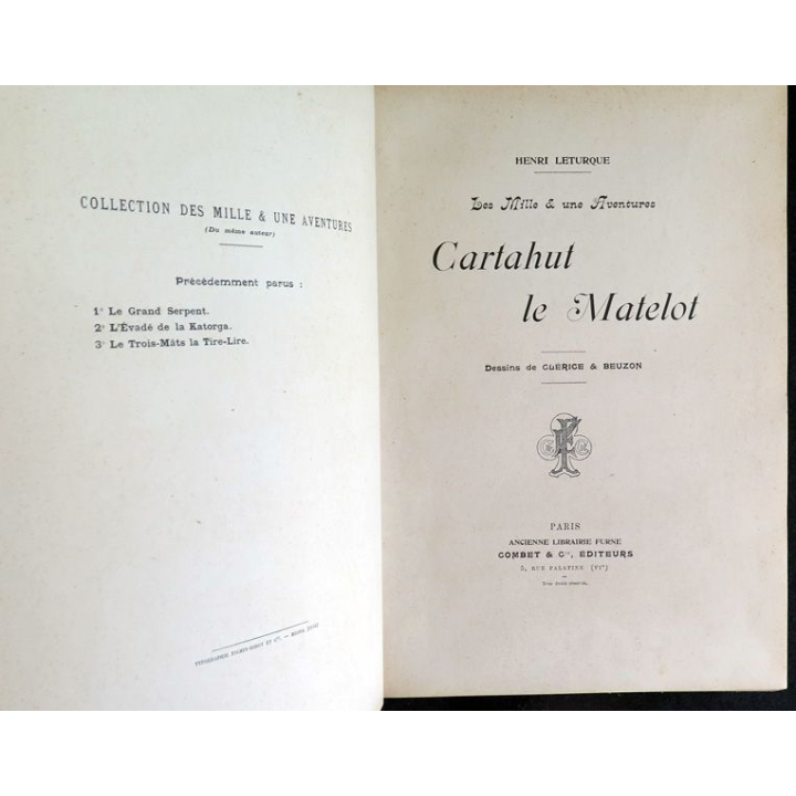 Cartahut le Matelot de Henry Leturque collection des mille et une aventures
