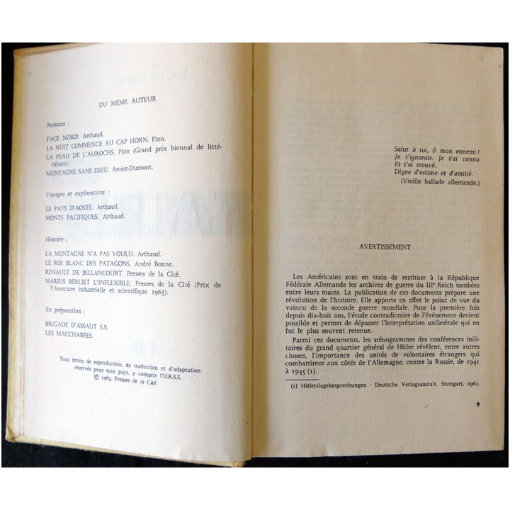 Les volontaires de Saint-Loup aux Editions Presses de la Cité 1963