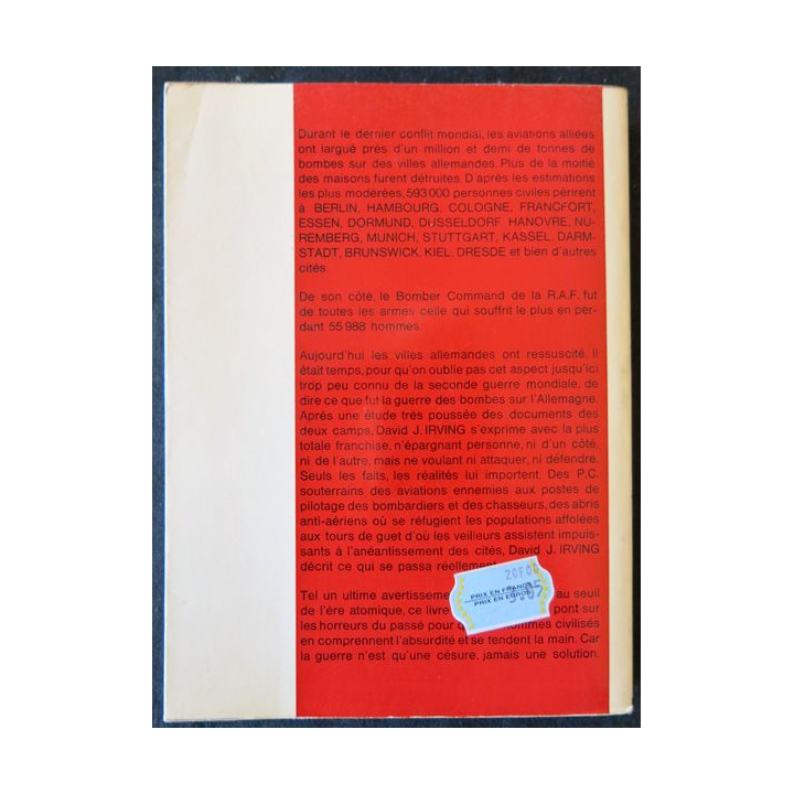 La destruction des villes allemandes de David J. Irwing aux Editions France-Empire