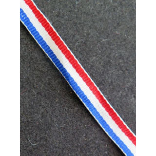 ruban bleu blanc rouge de longueur 34 cm  x 1 cm de largeur