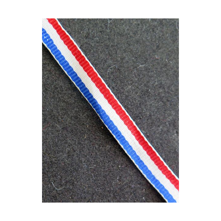 ruban bleu blanc rouge de longueur 34 cm  x 1 cm de largeur