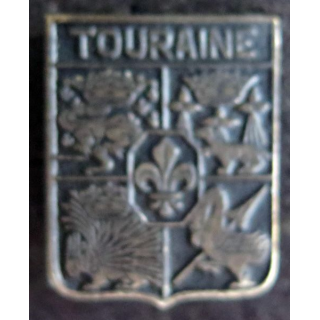 Insigne métallique ancien blason en métal de la Touraine 3 x 2,2 cm 