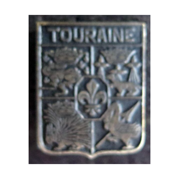 Insigne métallique ancien blason en métal de la Touraine 3 x 2,2 cm 