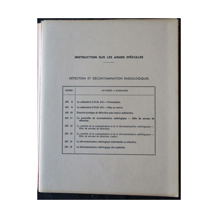 Instruction sur les armes spéciales (fiches d'instruction) Etat major armée de terre 1966