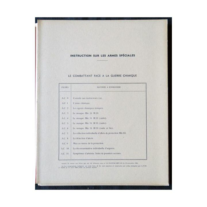 Instruction sur les armes spéciales (fiches d'instruction) Etat major armée de terre 1966