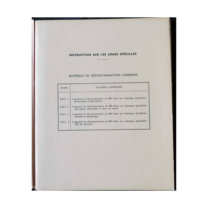 Instruction sur les armes spéciales (fiches d'instruction) Etat major armée de terre 1966