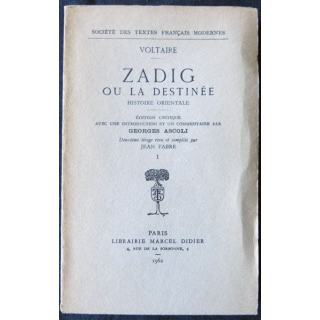Zadig ou la destinée de Voltaire édité par Librairie Marcel Didier 1962