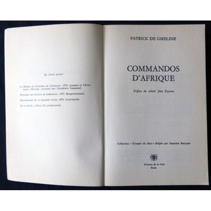 Commandos d'Afrique de l'Ile d'Elbe au Danube de Patrick de Gmeline aux Editions Presses de la Cité