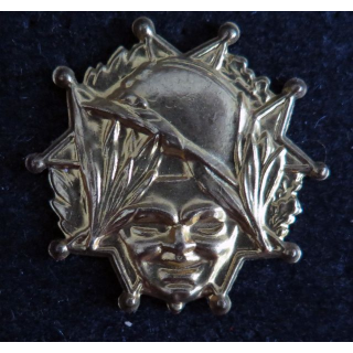 INSIGNE DE POILU 1914 : petit insigne en laiton de poilu de 1914 sans attache arrière (épingle cassée)