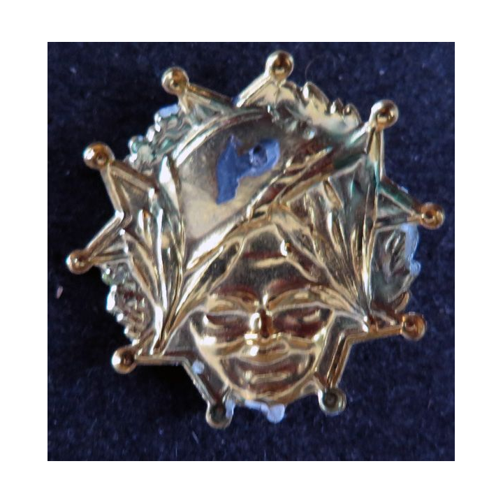 INSIGNE DE POILU 1914 : petit insigne en laiton de poilu de 1914 sans attache arrière (épingle cassée)