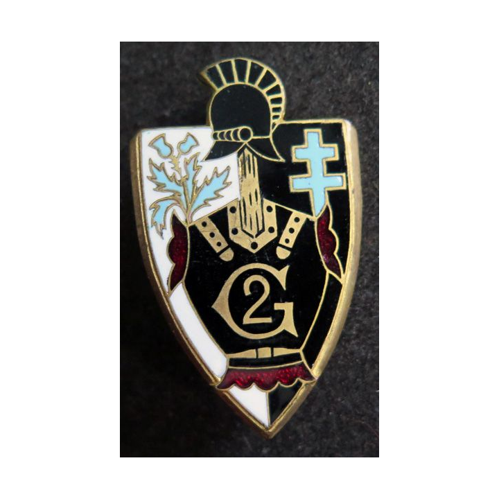 2° RG :  2° régiment du génie de fabrication Drago Paris H. 330 en émail 2 boléros